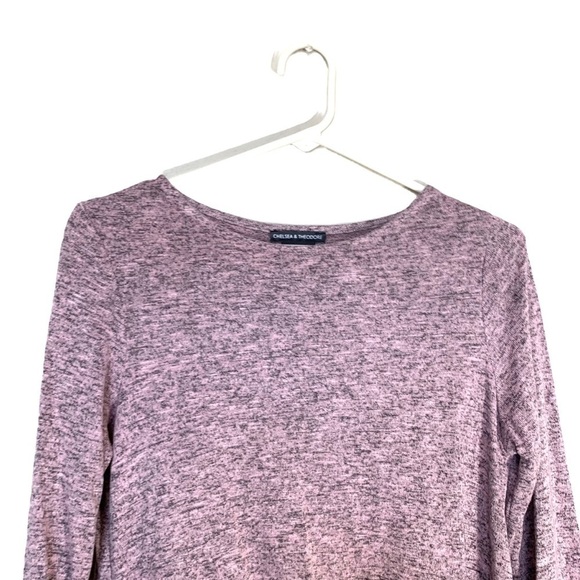 Chelsea & Theodore Mauve Marled Twist Hem 3/4 Sleeve Top Size Small - Picture 3 of 12